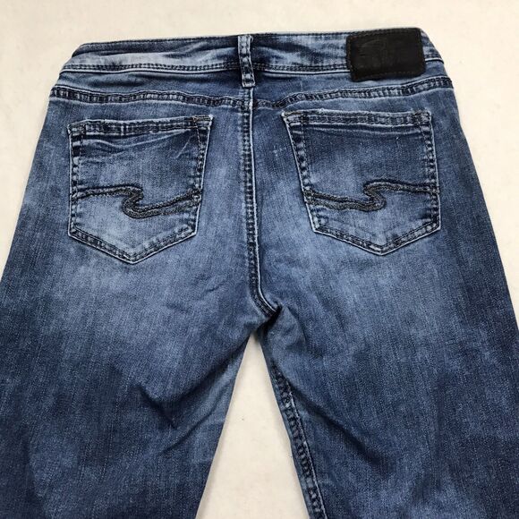 SILVER Calley Boot Jean Women 28x31 Acid Wash Denim Blue Coastal Cowgirl Boho - Picture 7 of 16